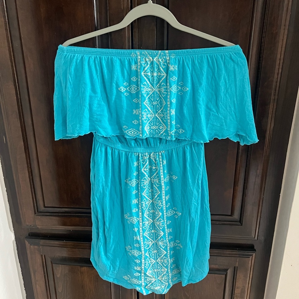 Billabong Blue Ruffled Off-Shoulder Sundress